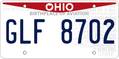 OH license plate GLF8702