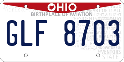 OH license plate GLF8703