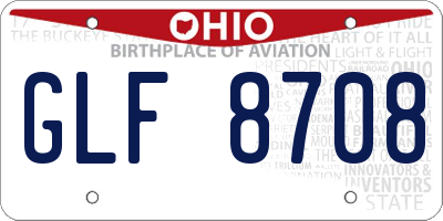 OH license plate GLF8708