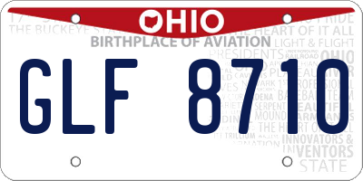 OH license plate GLF8710