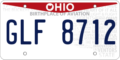 OH license plate GLF8712