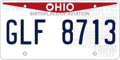 OH license plate GLF8713