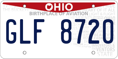 OH license plate GLF8720