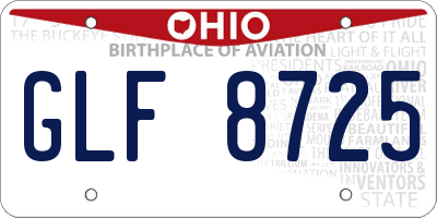 OH license plate GLF8725