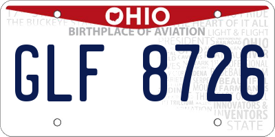 OH license plate GLF8726