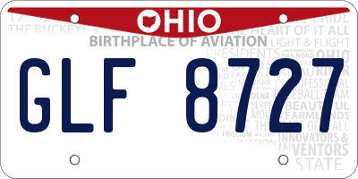 OH license plate GLF8727
