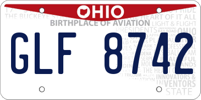 OH license plate GLF8742