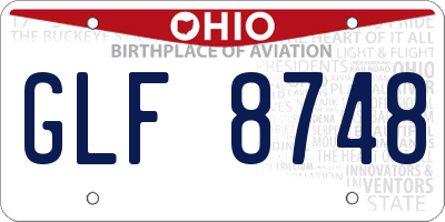 OH license plate GLF8748