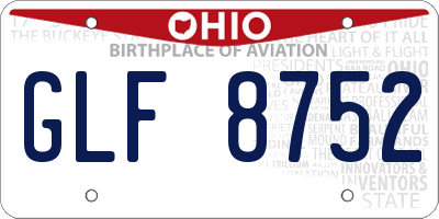 OH license plate GLF8752