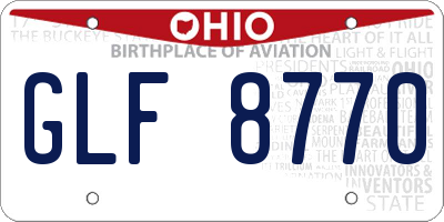 OH license plate GLF8770