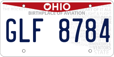 OH license plate GLF8784