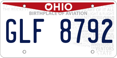 OH license plate GLF8792