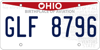 OH license plate GLF8796