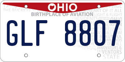 OH license plate GLF8807