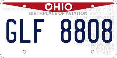 OH license plate GLF8808