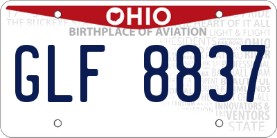 OH license plate GLF8837