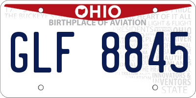 OH license plate GLF8845