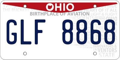 OH license plate GLF8868