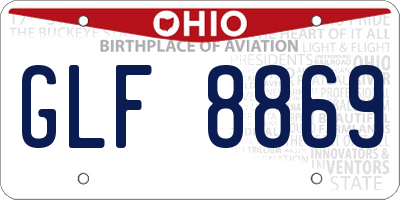 OH license plate GLF8869