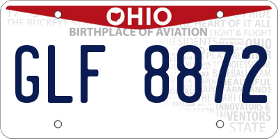 OH license plate GLF8872