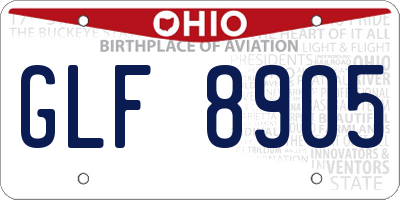 OH license plate GLF8905