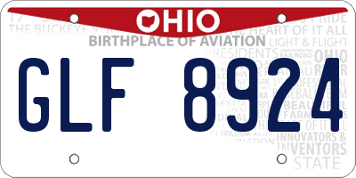 OH license plate GLF8924