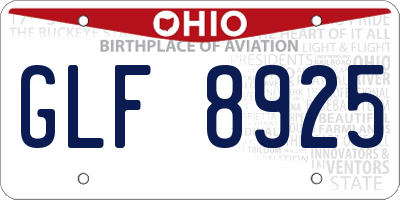 OH license plate GLF8925