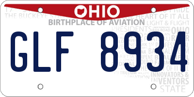 OH license plate GLF8934