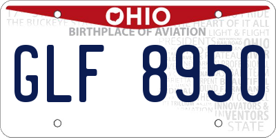 OH license plate GLF8950