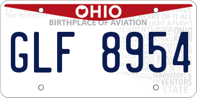 OH license plate GLF8954