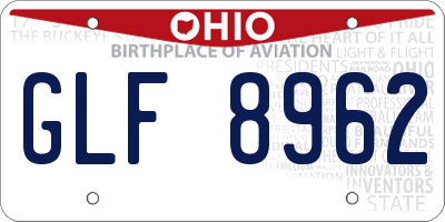 OH license plate GLF8962