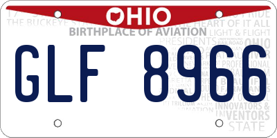 OH license plate GLF8966
