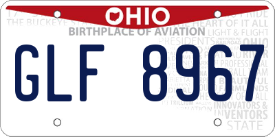 OH license plate GLF8967