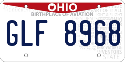 OH license plate GLF8968