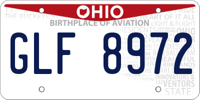 OH license plate GLF8972