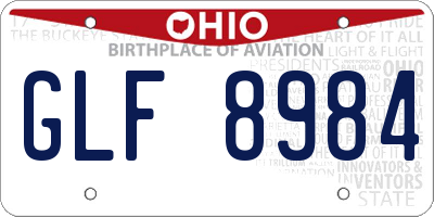 OH license plate GLF8984