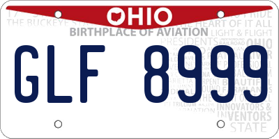 OH license plate GLF8999
