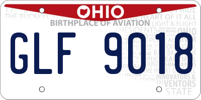 OH license plate GLF9018