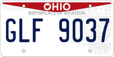 OH license plate GLF9037