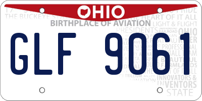 OH license plate GLF9061