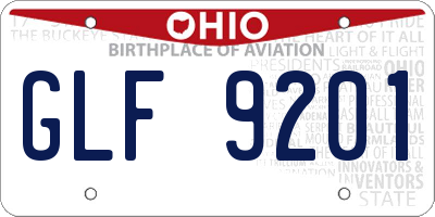 OH license plate GLF9201
