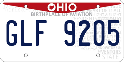 OH license plate GLF9205