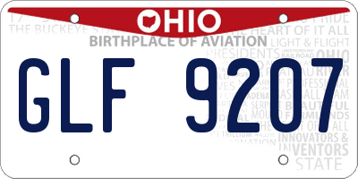 OH license plate GLF9207