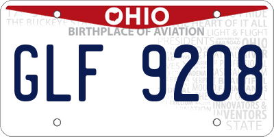 OH license plate GLF9208