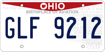 OH license plate GLF9212