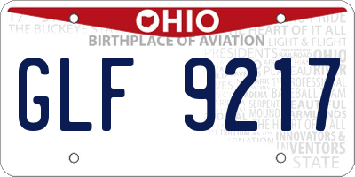 OH license plate GLF9217