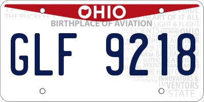 OH license plate GLF9218