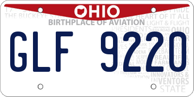 OH license plate GLF9220