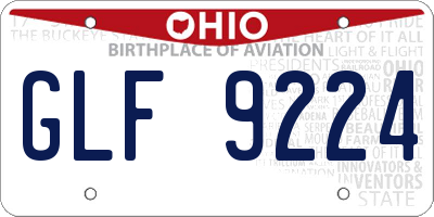 OH license plate GLF9224