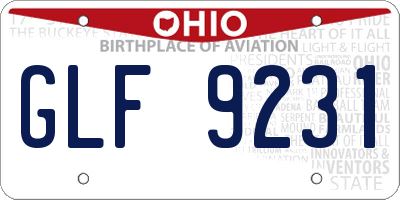 OH license plate GLF9231